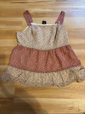Paper Crane Rust & Cream Tiered Floral Cami Tank